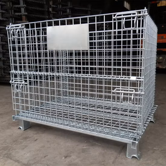 Stackable Pallet Cage Foldable Wire Cage Steel Pallet Container Wire Mesh Pallet Cage for Warehouse