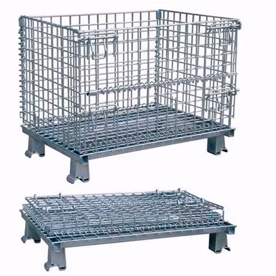 Stackable Pallet Cage Foldable Wire Cage Steel Pallet Container Wire Mesh Pallet Cage for Warehouse