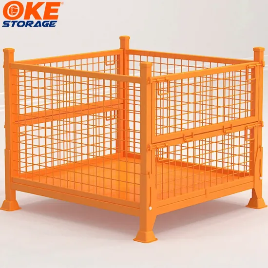 Stackable Pallet Cage Foldable Wire Cage Steel Pallet Container Wire Mesh Pallet Cage for Warehouse