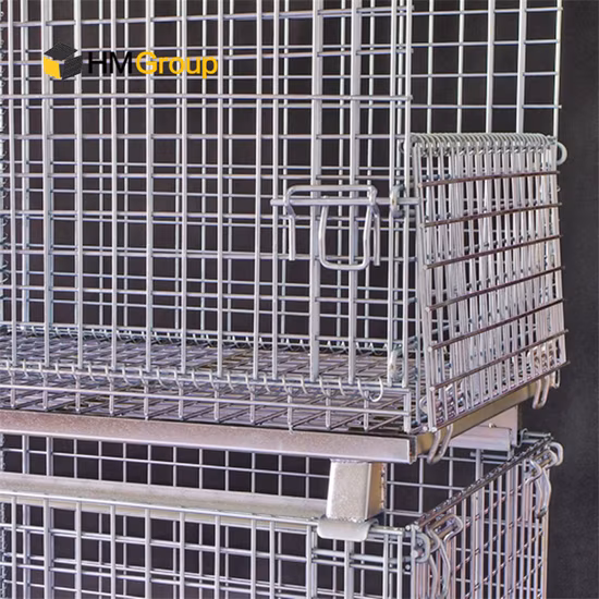 Welded Galvanized Collapsible Stackable Storage Heavy Duty Portable Shipping Steel Wire Mesh Cage Containers