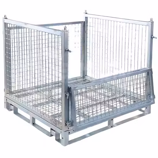 High Bearing Collapsible Galvanized Wire Mesh Stillage/Cage for Warehouse Storage