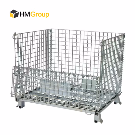Welded Galvanized Collapsible Stackable Storage Heavy Duty Portable Shipping Steel Wire Mesh Cage Containers