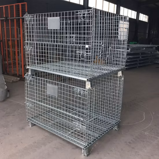 Stackable Pallet Cage Foldable Wire Cage Steel Pallet Container Wire Mesh Pallet Cage for Warehouse
