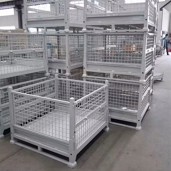 Heavy Wire Mesh Container Foldable Pallet Warehouse Lockable Storage Cages