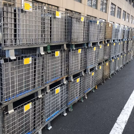 Stackable Pallet Cage Foldable Wire Cage Steel Pallet Container Wire Mesh Pallet Cage for Warehouse