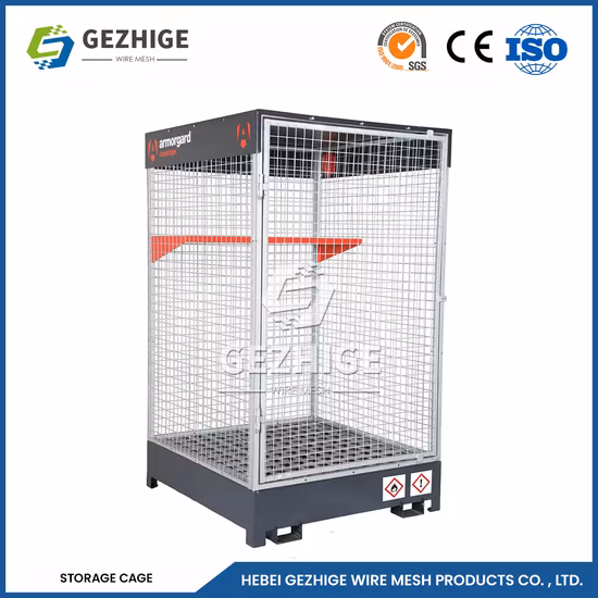 Gezhige OEM Custom China Lockable Stackable Metal Welded Wire Mesh Container Steel Storage Cage
