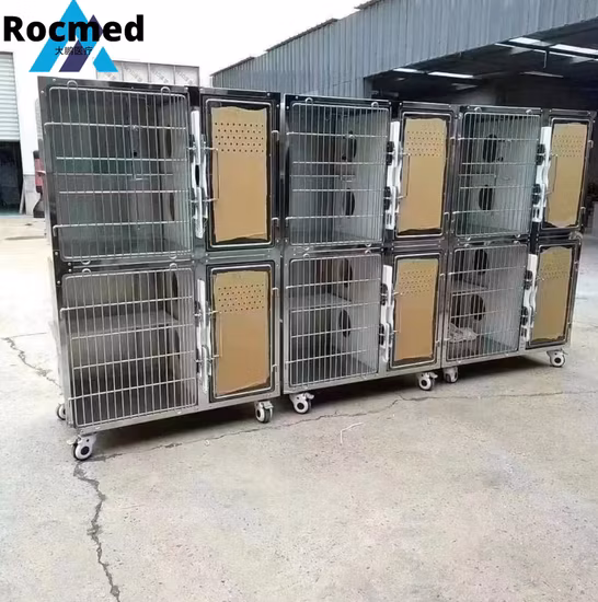 Dog Stainless Steel 304 Cage Pallet S M Factory Price Veterinary Cages with Glass Door