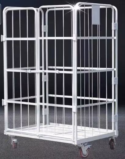 Zinc Laundry Storage Trolley Collapsible Metal Roll Container for Transport Discount