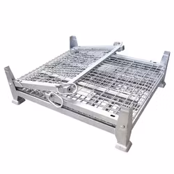 High Bearing Collapsible Galvanized Wire Mesh Stillage/Cage for Warehouse Storage